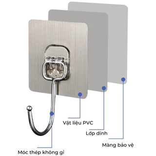 Móc dán tường chịu lực 20kg siêu dính, móc treo quần áo treo đồ nhà tắm, nhà bếp