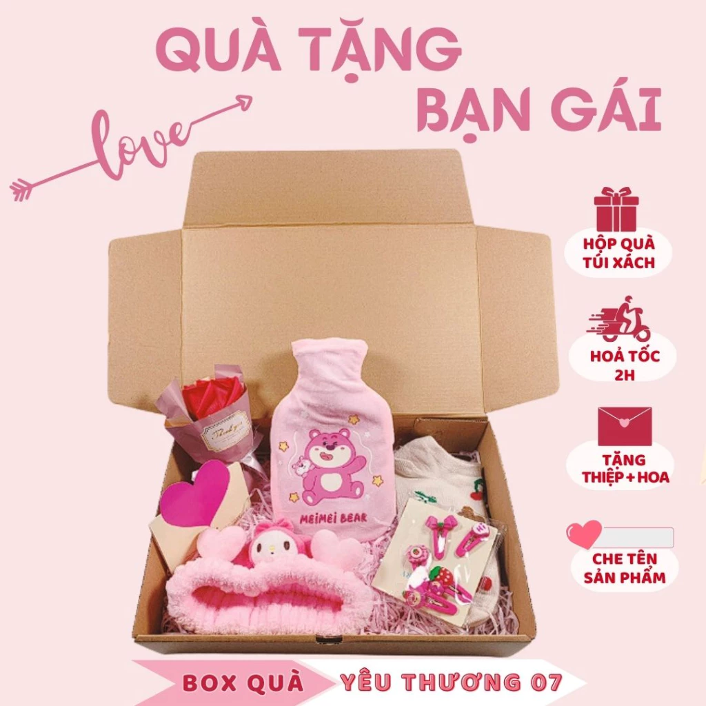 Set quà tặng sinh nhật bạn gái, người yêu túi chườm bụng kinh kèm phụ kiện cute Genji