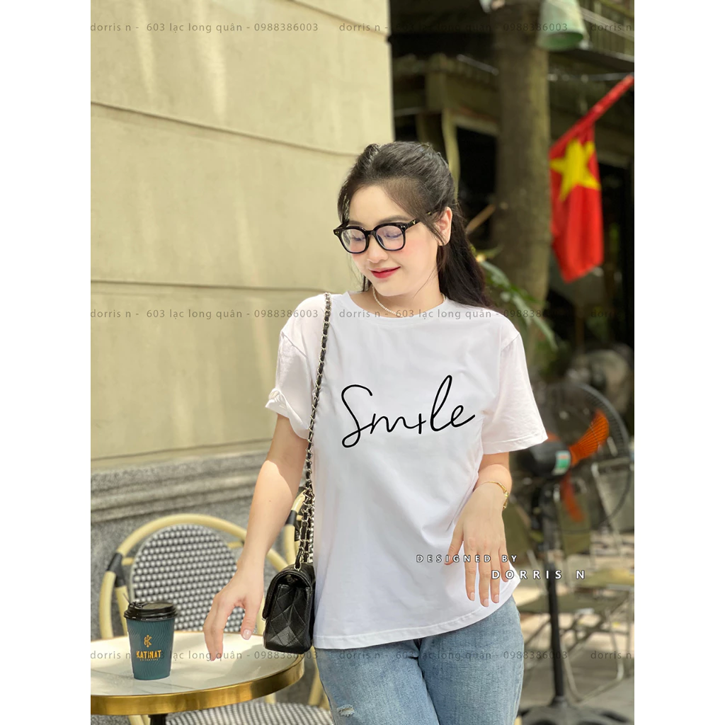 Áo phông SMILE ngắn tay chất liệu cotton 100% form basic dễ phối đồ