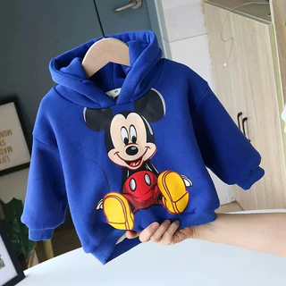 Áo nỉ hoodie bé trai bé gái chất vải nỉ bông dày dặn in hình mickey cho bé 6-30kg