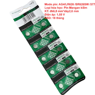 1 Vỉ 10 viên pin AG4 LR626 377A đồng hồ đeo tay nam nữ TISSELLY