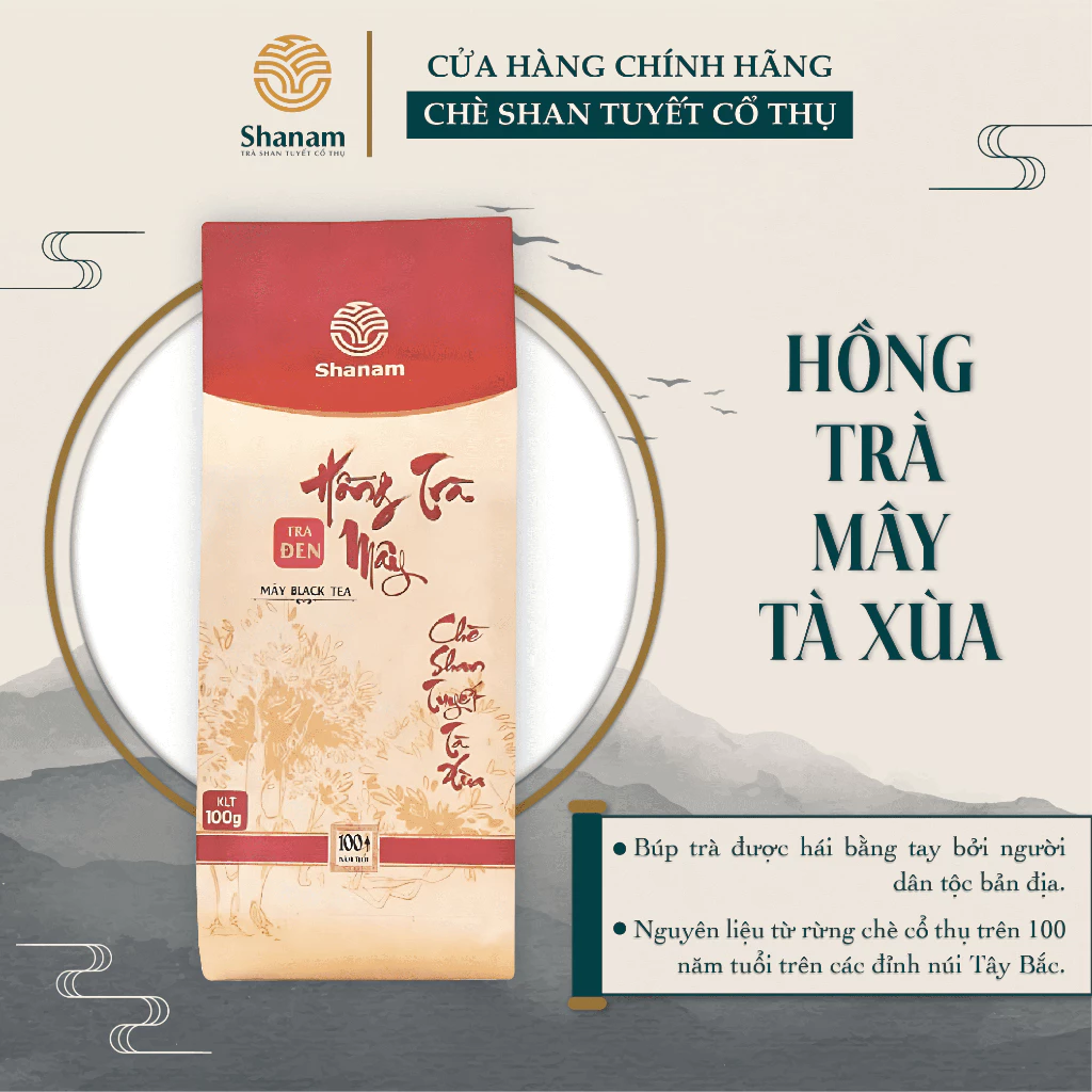 Hồng Trà Mây Tà Xùa túi 100g- Trà Shan Tuyết cổ thụ hơn 100 năm tuổi