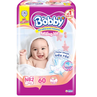 Combo 2 Bich Tã Miếng lót sơ sinh Bobby Newborn 2-60 miếng