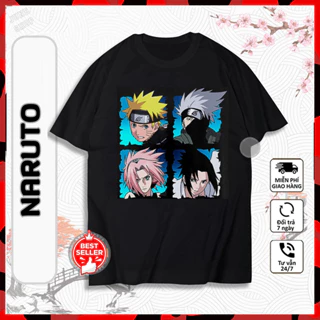 Áo thun Naruto, Áo Anime Naruto Sasuke Kakashi hình in cực ngầu, Chất liệu cotton co dãn thoáng mát 4 chiều