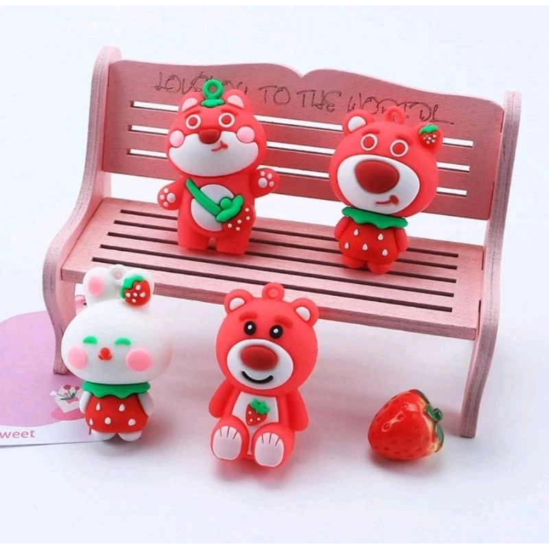 🍀🍓Gấu Dâu Lotso _phụ kiện 3D treo ba lô, móc khóa,..🌿🍓💕