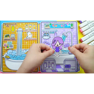 ĐỒ CHƠI NGÔI NHÀ BÚP BÊ GIẤY CẮT THỦ CÔNG DIY - Ngôi nhà của bé Purple vs Orange In Quiet Book