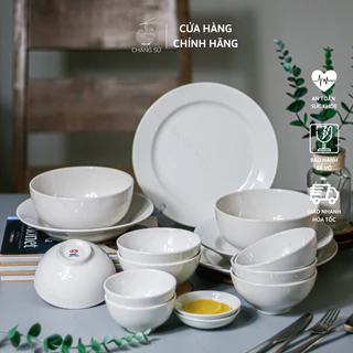 Set bát đĩa đầy đủ 16 món cơ bản sứ Hảo Cảnh HCB16 - Bộ chén dĩa nhà hàng khách sạn HC - Vỡ 1 đổi 1