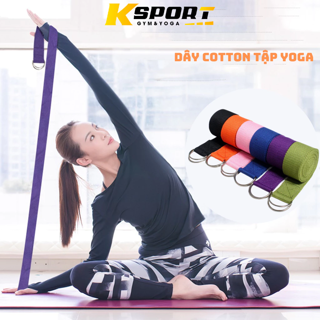 Dây tập Yoga Cotton loại tốt dài 1,8m x 3,8cm hỗ trợ tập động tác khó, tăng độ dẻo uốn người tập Yoga