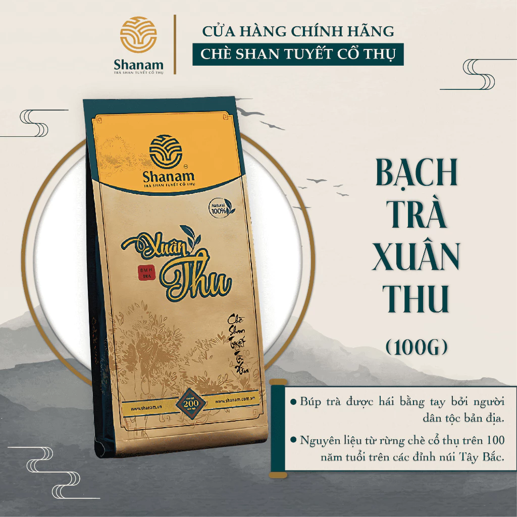 BẠCH TRÀ XUÂN THU - TRÀ SAN TUYẾT CỔ THỤ TÚI 100G