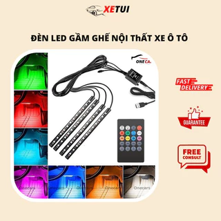 Đèn Led Gầm Ghế Nội Thất Xe Ô Tô 12 Dải Led 48 Bóng Nháy Cảm Biến Theo Nhạc, Nhiều chế Độ