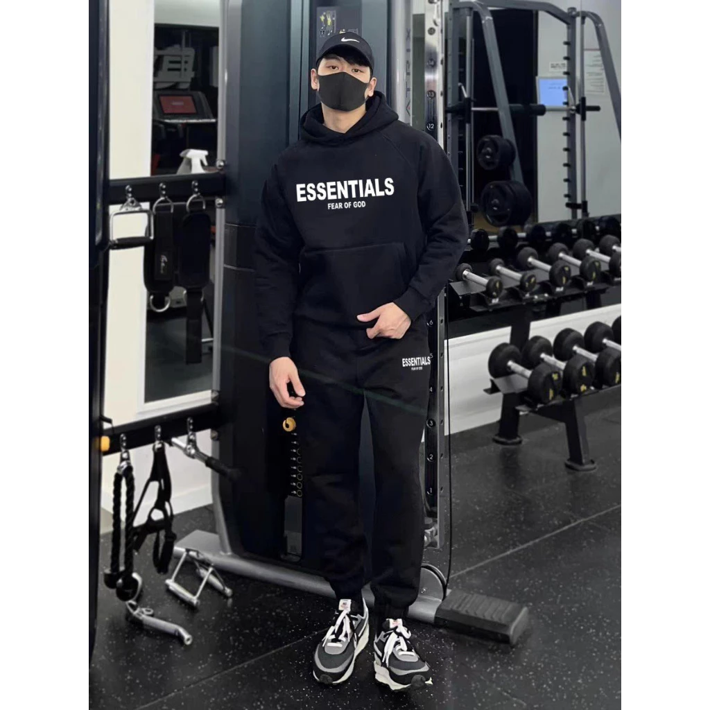 Bộ Nỉ Thể Thao Hoodie ESENTAIL Phối Mũ Sành Điệu, Chất Liệu Nỉ Ngoại Mềm Mịn Thấm Hút Mồ Hôi Cực Tốt