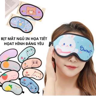 Đồ bịt mắt khi ngủ in họa tiết búp bê động vật dễ thương cute dùng trong văn phòng, du lịch, đi xe, tàu máy bay