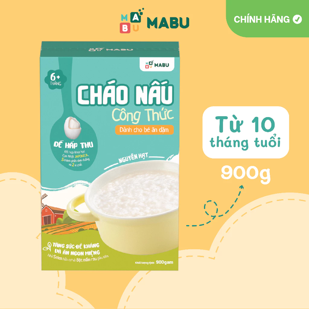 Cháo nguyên hạt Mabu (900g) nấu nhanh cho bé từ1 10 tháng tuổi ăn dặm, kiểu Nhật .