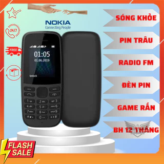 Điện thoại Nokia 105 chính hãng, điện thoại phổ thông 2 sim, sóng khoẻ, pin trâu, Hàng Mới 100% fullbox BH 12 tháng