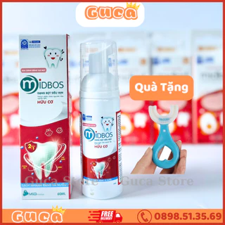 Kem đánh răng dạng bọt Midbos thương hiệu Midkid hữu cơ nuốt được cho bé từ 1 tuổi lọ 60ml