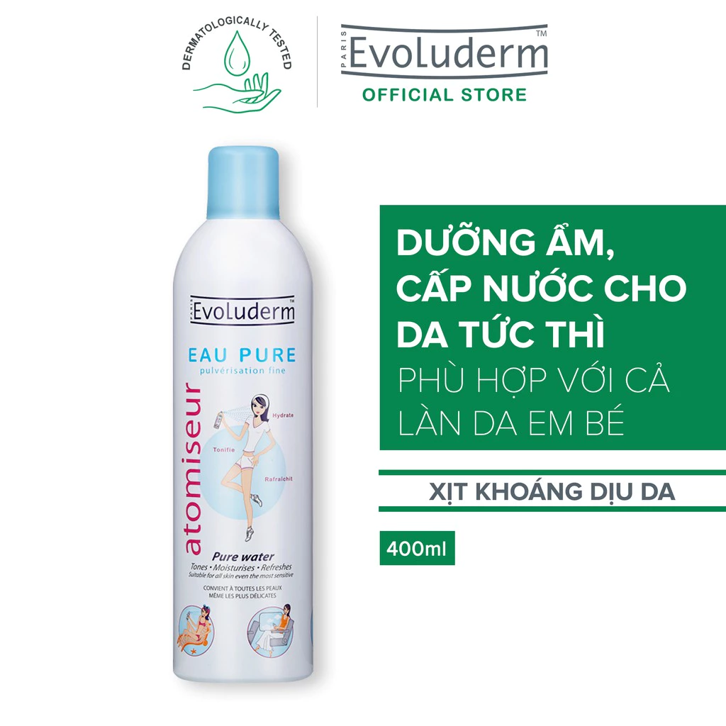 Xịt Khoáng Evoluderm Atomiseur Eau Pure 400ml