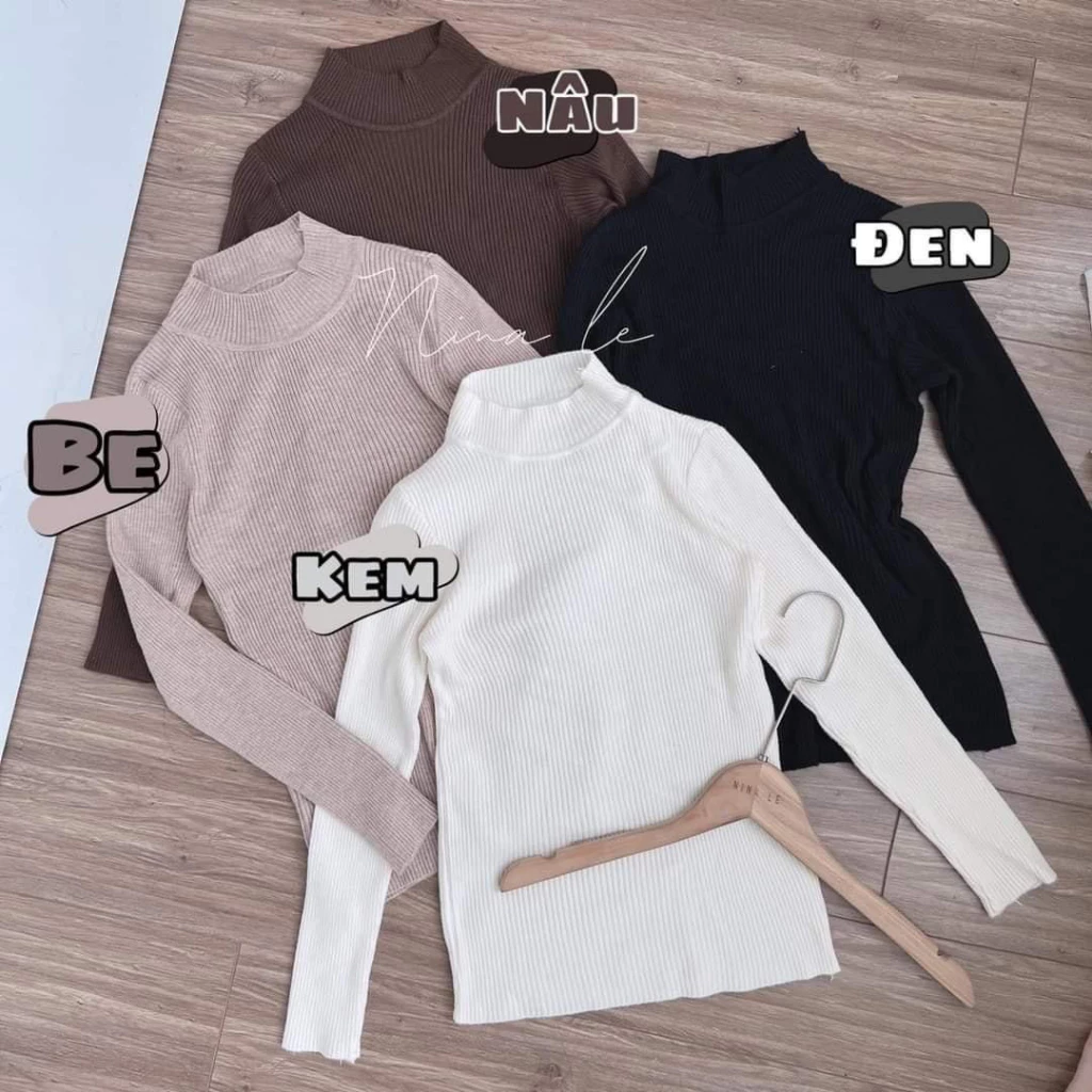 [Hàng loại 1] Áo len tăm trơn cổ 3 phân co giãn dáng ôm chất mềm mịn _Quần Áo Huyền Anh