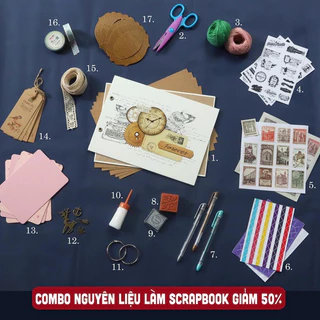 Combo Nguyên Liệu Làm Album Ảnh Scrapbook DIY Sale 50% Tiện Lợi