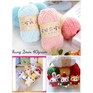 🧶Len Nhung 2mm mềm mịn,đan móc thú bông,khăn áo...