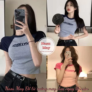 Áo croptop gháp lăng hồng xám siêu xinh, chất tăm xịn xò Mixmatch cực dễ tôn dáng cực kì