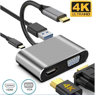 Cáp chuyển đổi từ Typec to HDMI VGA 4K có cổng USB 3.0 kết nối phím chuột tay game Usb Type-C to HDMI