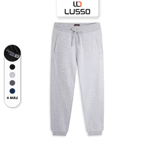 Quần Jogger Nỉ Nam LUSSO, Chất Liệu Cotton USA Cao Cấp, Thiết Kế Trơn Basic, Dễ Mặc QNF011