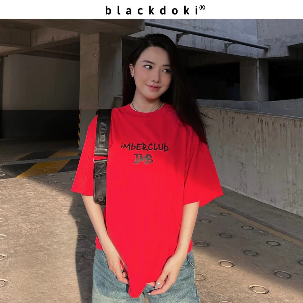 Áo thun nữ BLACKDOKI-IMBER LOGO 3 , áo phông basic hiện đại cá tính chất cotton dày dặn oversize