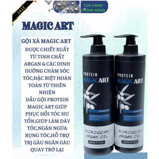 Cặp Dầu Gội Xả Protein Magic Art Moroccan Argan Oil 800ml X2