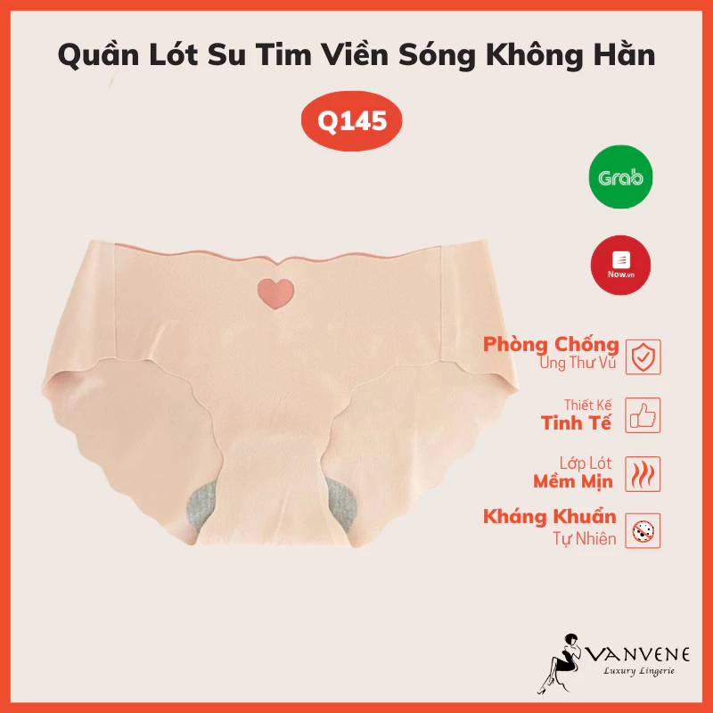 Quần lót nữ su tim Vanvene không viền chống hằn ngấn cách điệu phù hợp mặc đồ bó sát body Q145