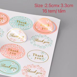 TDTEM_STICKER-Tem chữ " Thank you"  SIZE  2.5X3.3CM (32 TEM/2TO)