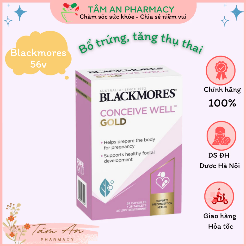 Bổ trứng Blackmore Conceive Well Gold viên uống tăng khả năng thụ thai của Úc