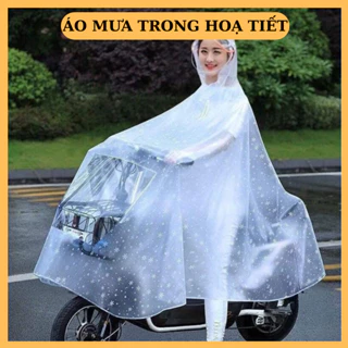 ÁO MƯA TRONG HOẠ TIẾT BÔNG TUYẾT NGƯỜI LỚN CHẤT LIỆU PVC VIVA