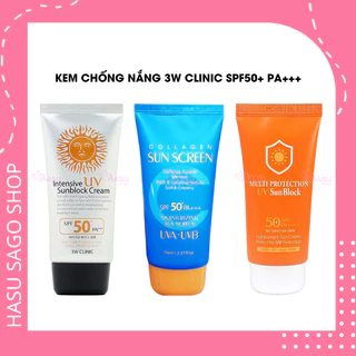 Kem Chống Nắng 3W Clinic Dành Cho Mọi Loại Da Intensive UV Sunblock Cream SPF50 PA+++ 70ml Hàn Quốc