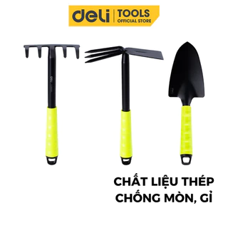 Bộ Dụng Cụ Làm Vườn Deli 4 Chi Tiết Tiện Dụng - Xẻng, Quốc, Cào Đa Năng - Chất Liệu Cao Cấp, Chắc Chắn, An Toàn DL580804