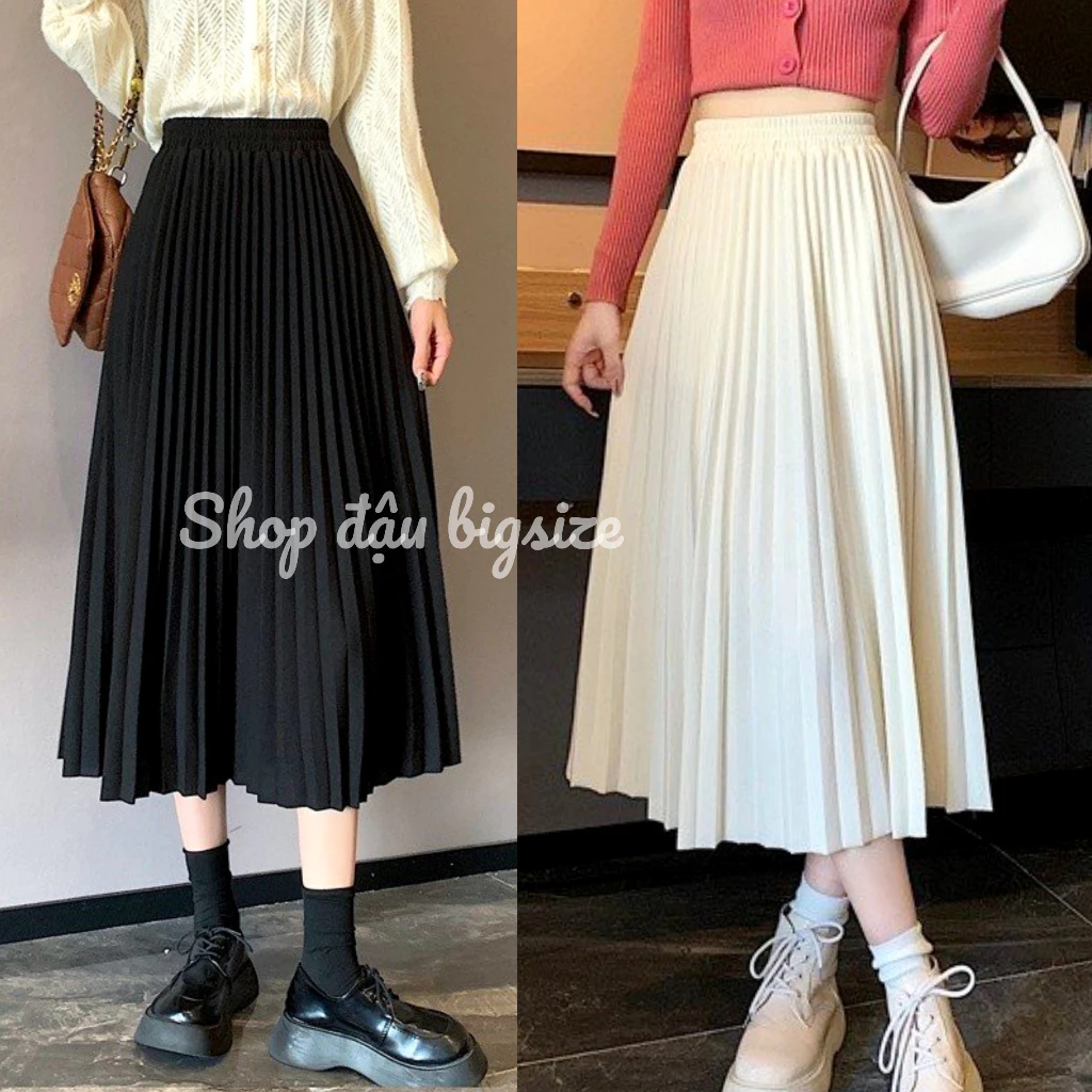 Chân Váy Nữ Dài BIGSIZE Xòe Xếp Ly Lưng Cao Dáng Chữ A Công Sở,Chân Váy Xếp Ly chất tuyết mưa  CV12
