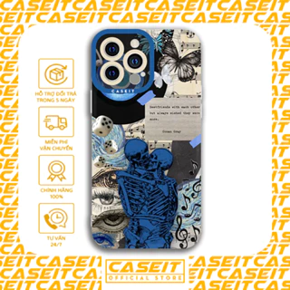 Ốp lưng iphone cạnh vuông Caseit Abstract Skull bộ xương art aesthetic 8/8plus/x/xs/11/12/13/14/pro/max/plus/promax