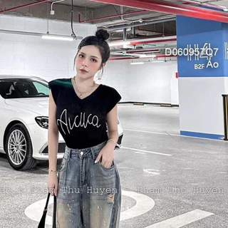 Áo len chữ form croptop cổ tim tay sát nách!