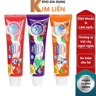 Kem đánh răng KODOMO 65g Thái Lan cho bé - Nuốt được, Không cay, the - Vị trái cây cam, dâu, nho