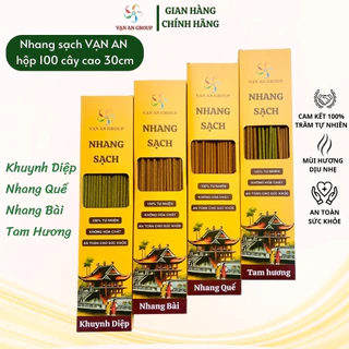 Nhang sạch Vạn An Group không hóa chất, hương quế, khuynh diệp, hương bài, đã kiểm định, hộp 100 cây cao 30cm