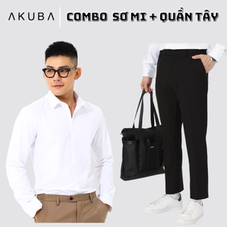 Combo áo sơ mi và quần tây AKUBA, thiết kế sang trọng, thanh lịch, lên form chuẩn dáng, chất liệu thoáng mát C01