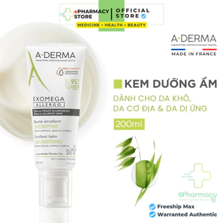 A-DERMA Kem Dưỡng Aderma Exomega Control Emollient Cream cho da khô, rất khô, da cơ địa 200ML