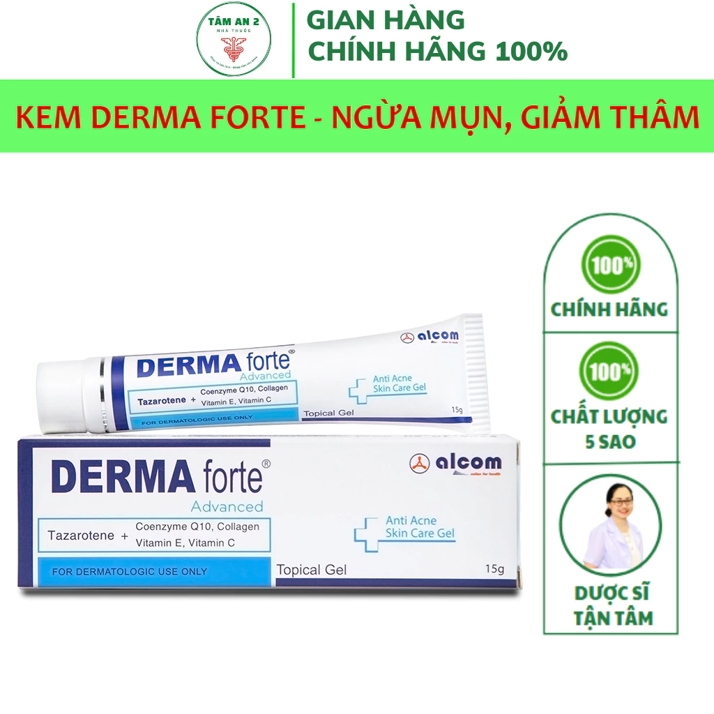 Derma Forte 15g - Bản Thường - Giúp Giảm Mụn Trứng Cá, Ngừa Thâm, Mờ Sẹo, Da Dầu Mụn - Nhà Thuốc Tâm An