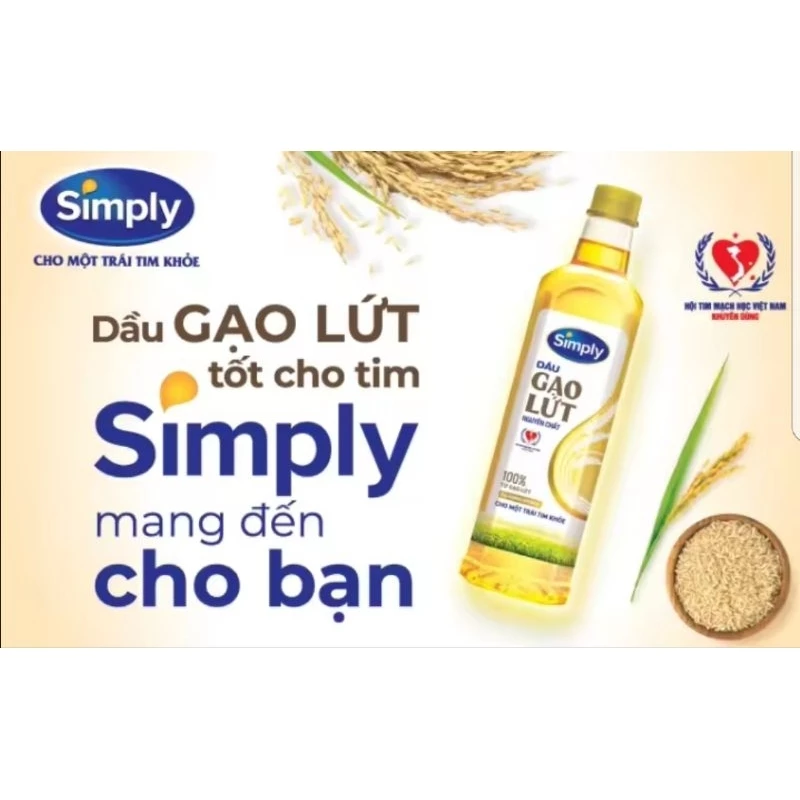 Dầu gạo lứt Simply nguyên chất 1L