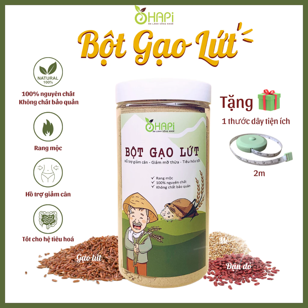 Bột gạo lứt giảm cân giảm mỡ bụng lợi sữa, Bột giảm cân gạo lức OHAPI hũ 500gr