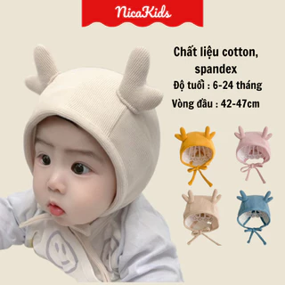 Mũ Beanie Màu Trơn Đính Sừng Trái Tim Đáng Yêu Hợp Mùa Đông Cho Bé.M135