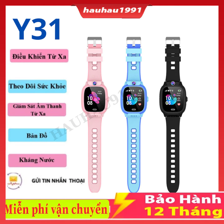 Đồng Hồ Thông Minh trẻ em Y31 Lắp Sim Nghe Gọi - Định Vị Cảnh Báo Nguy Hiểm Cho Bé Chống Nước IPX7