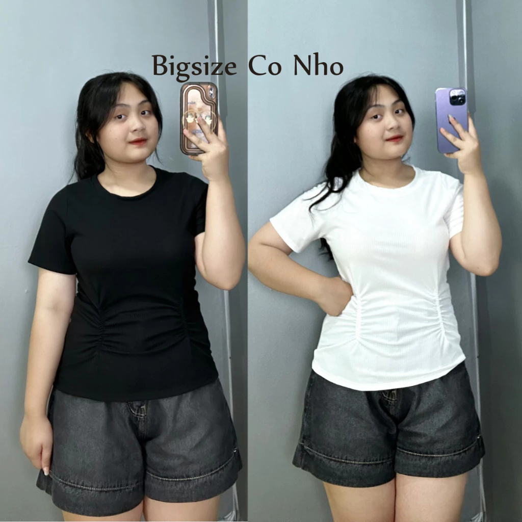 Áo Thun Kiểu Croptop Tay Ngắn Bigsize Nữ Cô Tròn Xếp Ly Giảm Eo Lên Phom Tôn Dáng Mặc Mát Thoải Mái G129