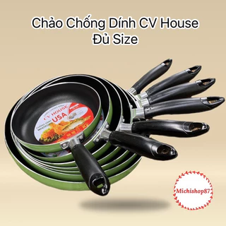 Chảo Chống Dính Vân Đá Hợp Kim Nhôm CV HOUSE Đủ Size 20 - 30cm