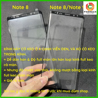 Kính cường lực Samsung Note 8/ Samsung Note 9 tỷ lệ dán full màn cao, keo viền