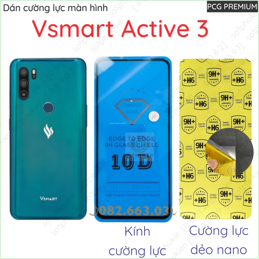 Kính cường lực full / dán cường lực màn hình Vsmart active 3 nano dẻo trong suốt, nhám chống vân tay, bảo vệ mắt